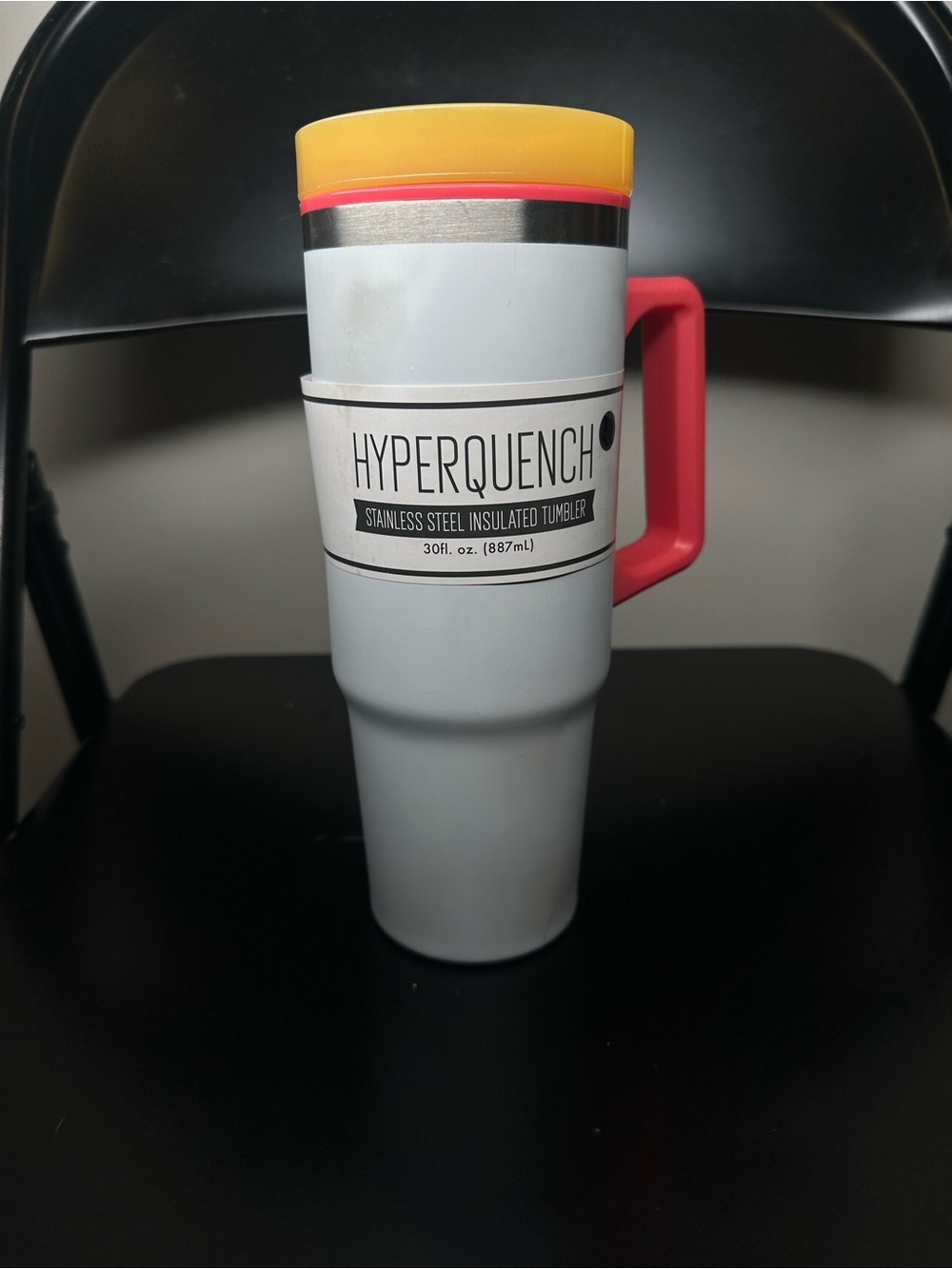 Hyperquench 30 oz Insulated Tumbler Stainless Steel Travel Mug White Handle NEW